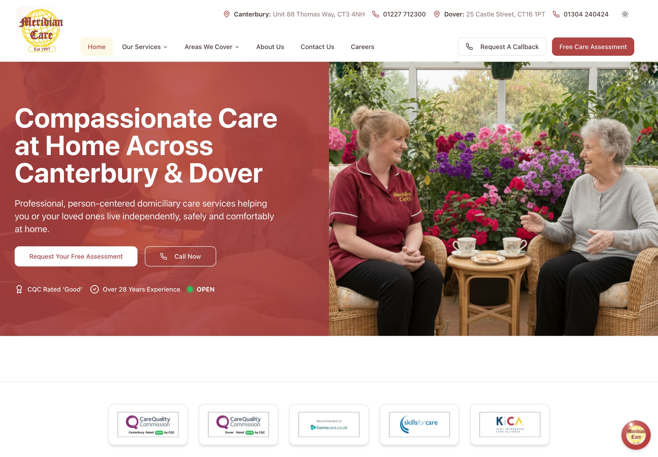 Meridian Care website